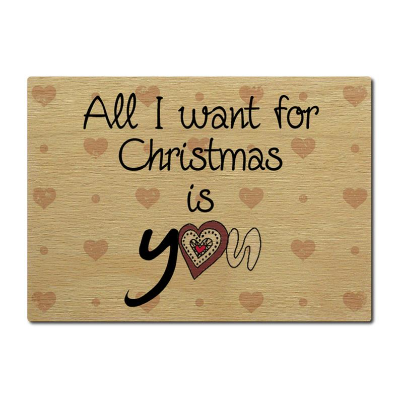 LUXECARDS POSTKARTE aus Holz ALL I WANT FOR CHRISTMAS Weihnachten Gruß Shabby