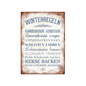 WANDTAFEL Holzschild WINTERREGELN Dekoration Winter...
