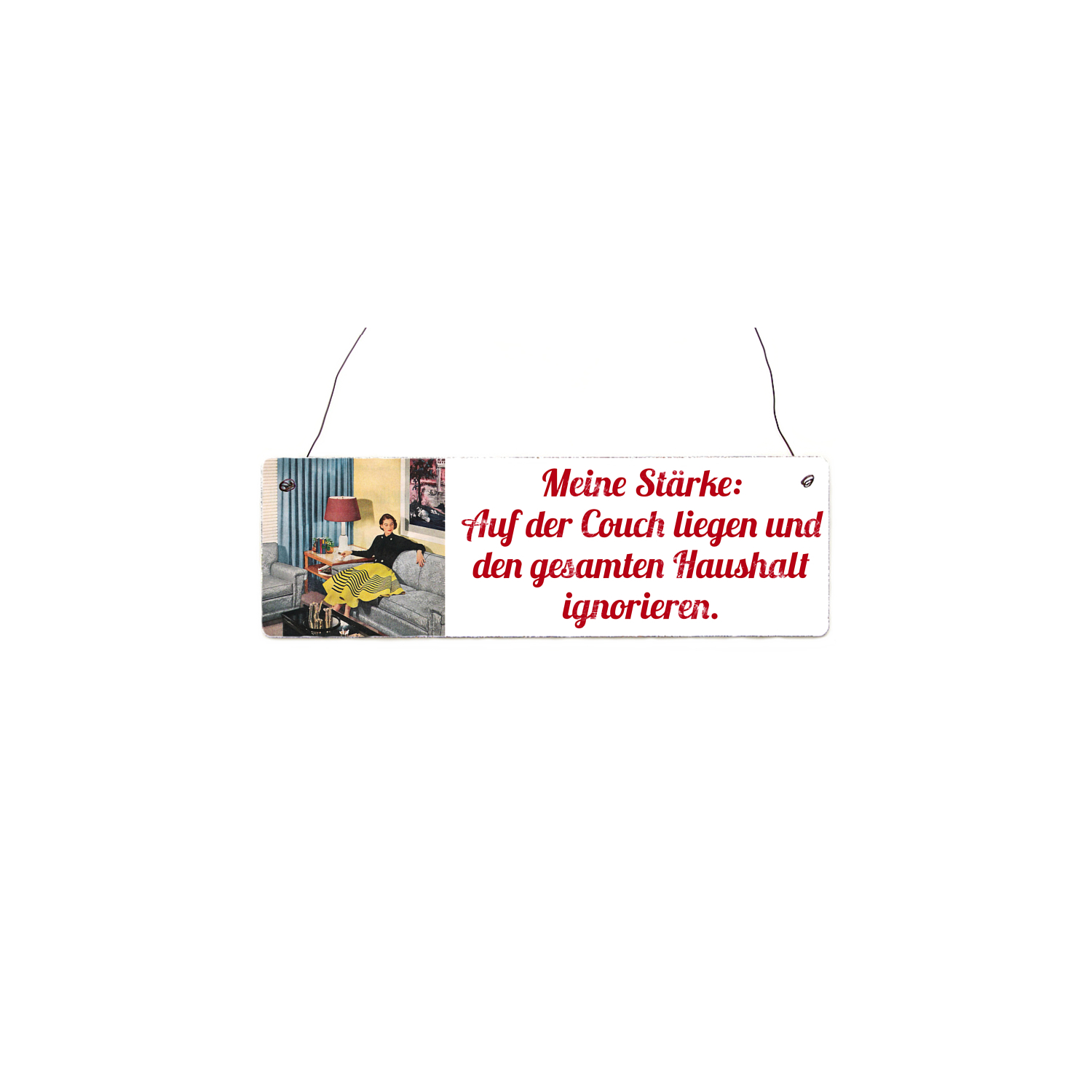 Holzschild Dekoschild MEINE STÄRKE Haushalt Türschild Spruch Frau Geschenk