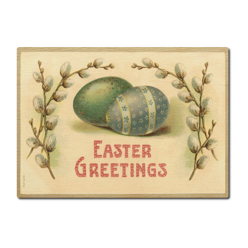 LUXECARDS POSTKARTE aus Holz EASTER GREETINGS Ostern Retro Foto Geschenk Gruß