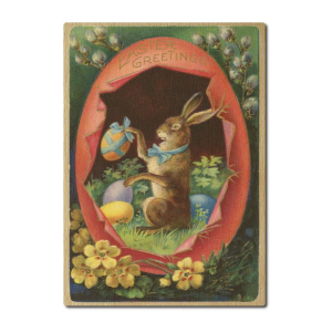 LUXECARDS POSTKARTE aus Holz EASTER GREETINGS HASE IM EI...