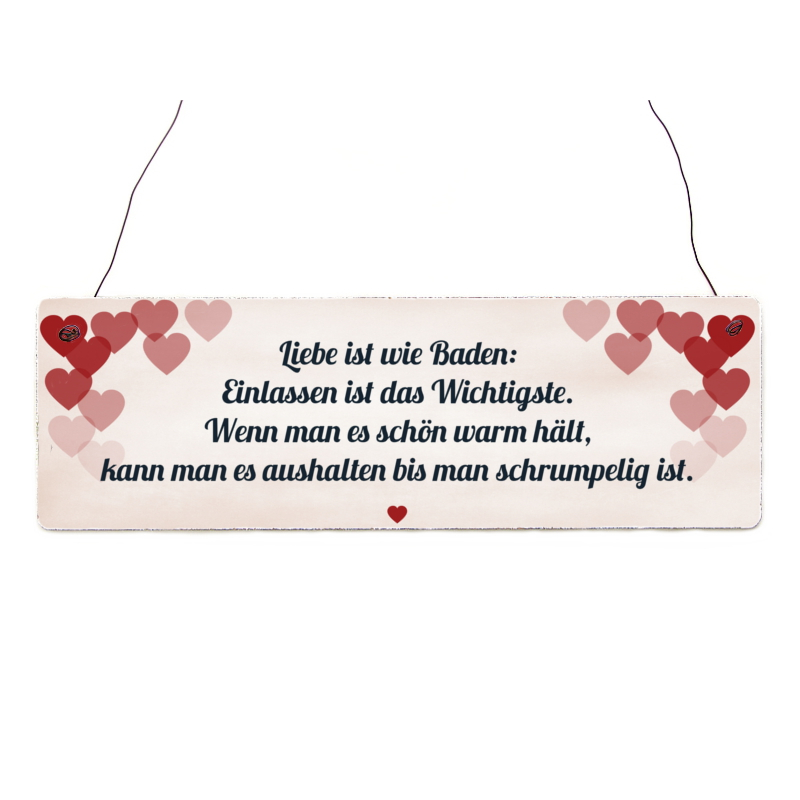 Holzschild Dekoschild LIEBE IST WIE BADEN Spruch Valentinstag Partner Geschenk