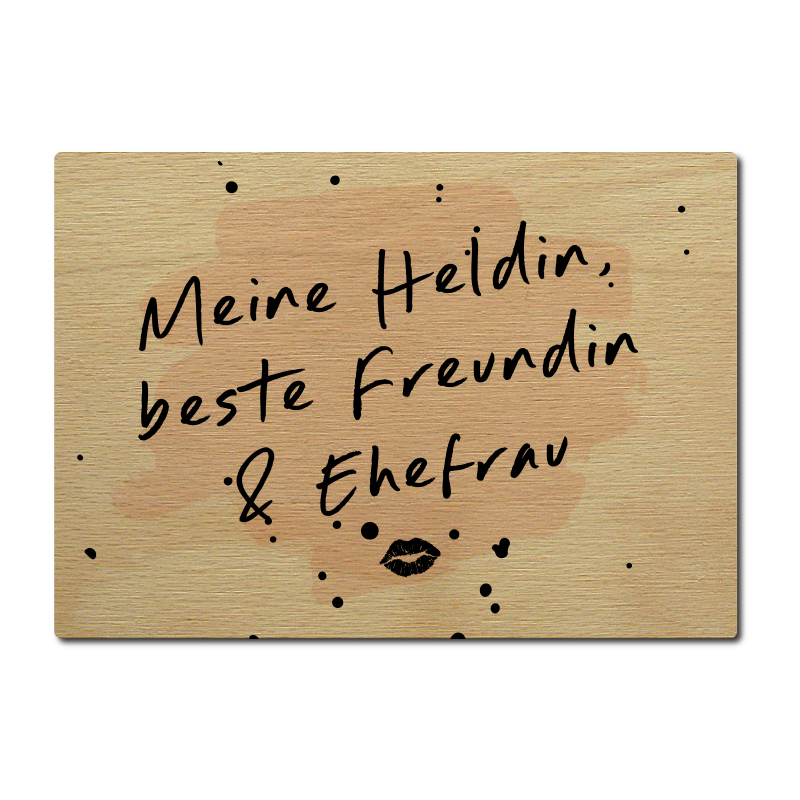 LUXECARDS POSTKARTE aus Holz MEINE HELDIN, BESTE FREUNDIN & EHEFRAU Hochzeitstag