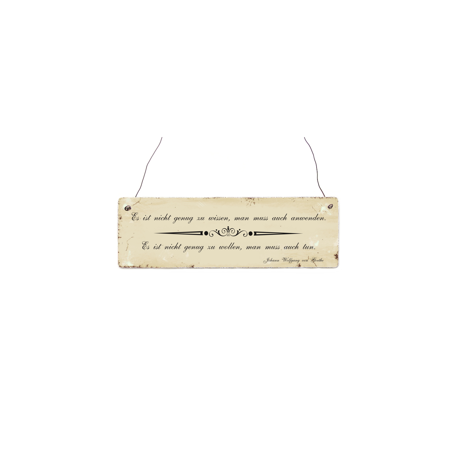 Holzschild Dekoschild ES IST NICHT GENUG ZU WISSEN Goethe Shabby Weisheit