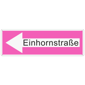 METALLSCHILD Blechschild EINHORNSTRASSE Pink...