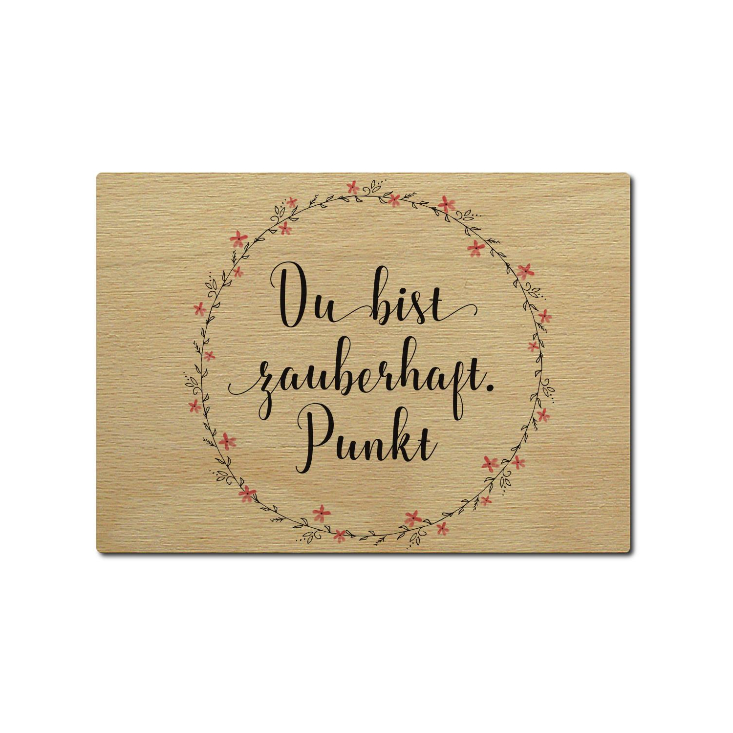 LUXECARDS Shabby POSTKARTE aus Holz DU BIST ZAUBERHAFT. PUNKT Geschenk Spruch