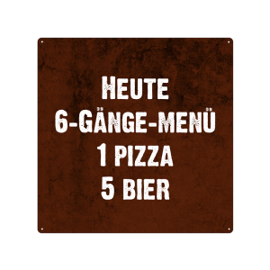 20x20cm Blechschild HEUTE 6-GÄNGE MENU Deko Küche Restaurant Pizzeria Vintage Schild