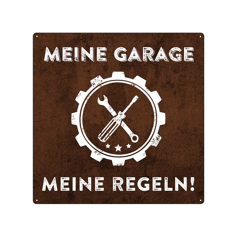 20x20cm Schild MEINE GARAGE MEINE REGELN Auto Deko Blechschild
