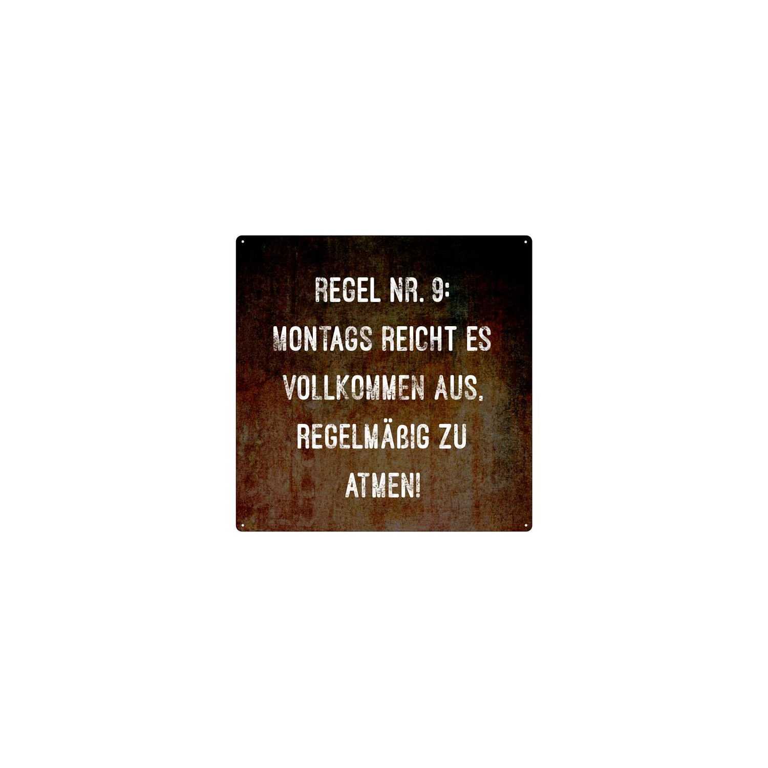 20x20cm Dekoschild REGEL NR.9 Arbeit Büro Firma Kollegen Geschenk