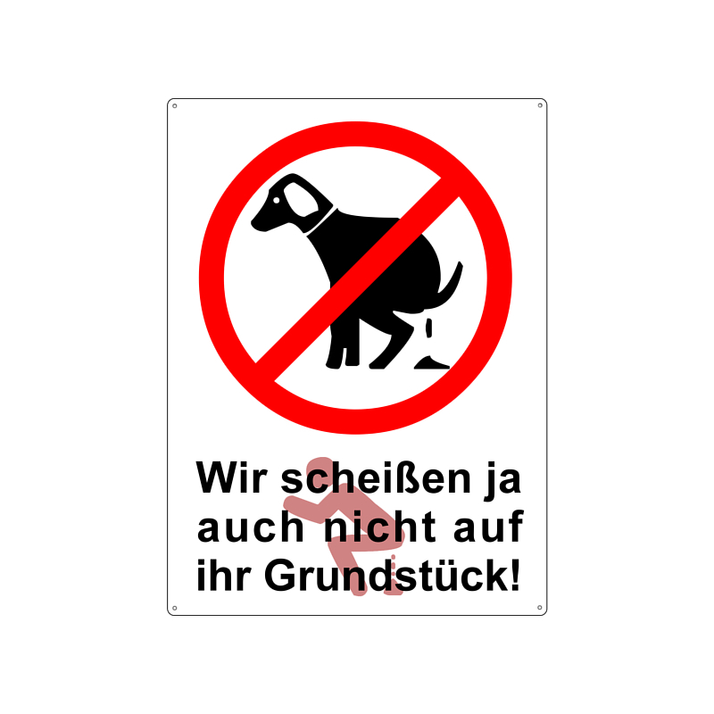 Schild 28x20cm HUNDEHAUFEN VERBOTEN *WEISS* Metallschild wetterfest Hundeklo Hundekot