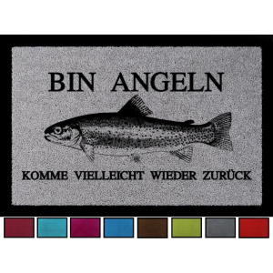 FUSSMATTE Türmatte BIN ANGELN Hobby Fisch Geschenk...