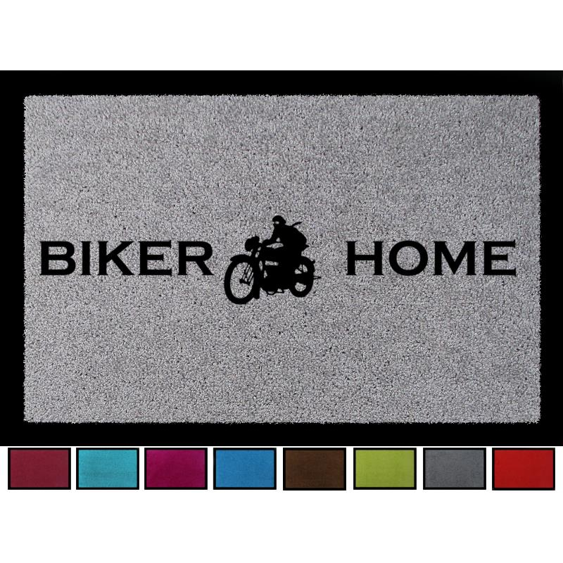 SCHMUTZMATTE Fußmatte BIKER HOME Hobby Motorrad Geschenk Mann Viele Farben