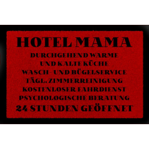FUSSMATTE Türmatte HOTEL MAMA Muttertag Geschenk Spruch 60x40 cm Schmutzmatte Rot