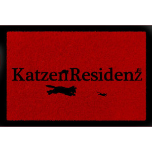 FUSSMATTE Türmatte KATZENRESIDENZ Tierisch Haustier 60x40 cm Schmutzmatte Rot