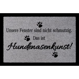 SCHMUTZMATTE Fußmatte HUNDENASENKUNST Tierisch Hund Haustier 60x40 cm Eingang Hellgrau