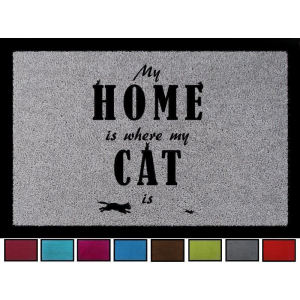 TÜRVORLEGER Fußmatte MY HOME IS WHERE MY CAT IS Katze Tierisch Viele Farben