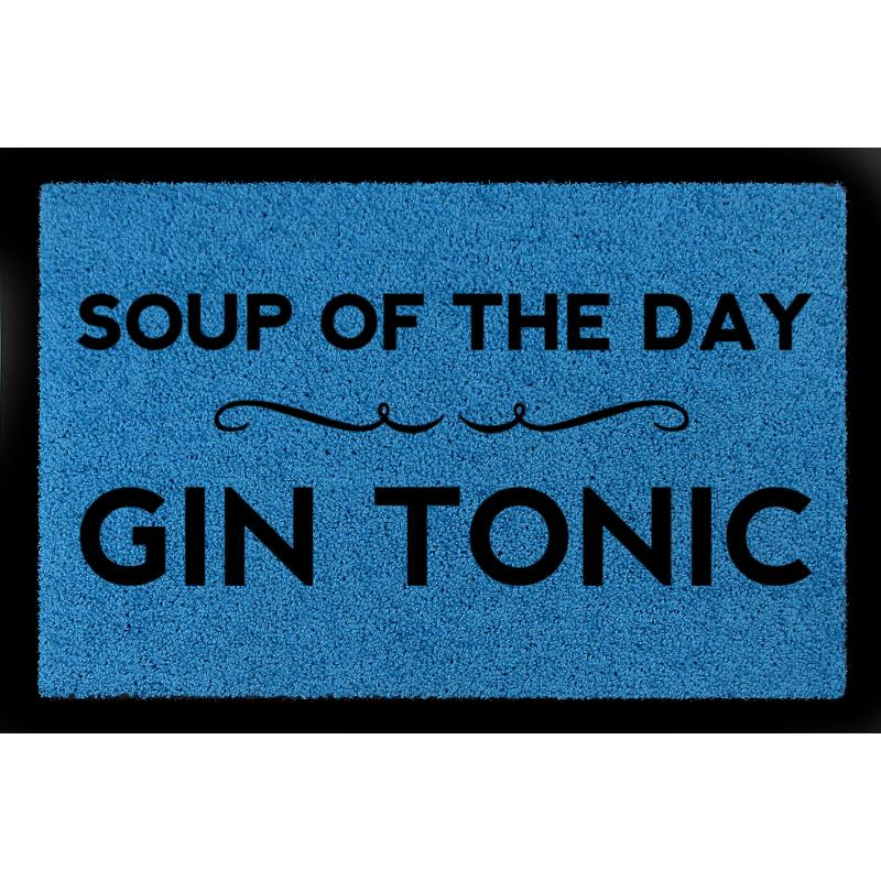 FUSSMATTE Schmutzmatte SOUP OF THE DAY Gin Tonic Spruch WG Flur Viele Farben Royalblau