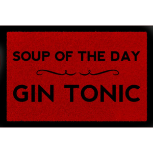 FUSSMATTE Schmutzmatte SOUP OF THE DAY Gin Tonic Spruch WG Flur Viele Farben Rot