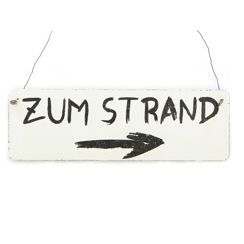 Shabby Vintage Schild Dekoschild Türschild ZUM STRAND Pfeil RECHTS