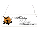 Shabby Vintage Schild Türschild HAPPY HALLOWEEN Mond Orange Fledermaus Dekoration