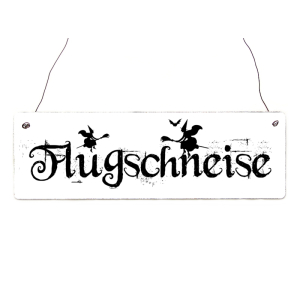 Shabby Vintage Schild Türschild FLUGSCHNEISE Hexe Gothic Halloween Holzschild