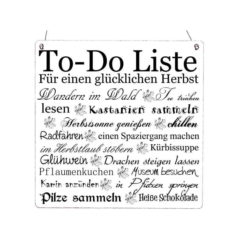 XL Shabby Vintage Schild Dekoschild Türschild TO DO LISTE HERBST Holzschild Deko