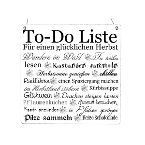 XL Shabby Vintage Schild Dekoschild Türschild TO DO LISTE HERBST Holzschild Deko