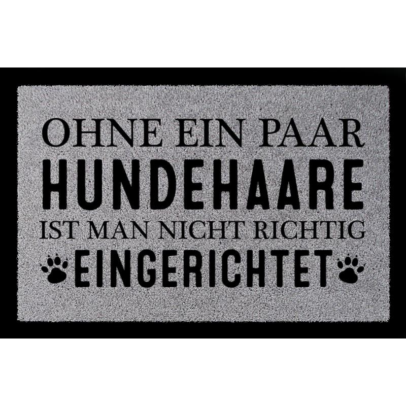 TÜRMATTE Fußmatte OHNE EIN PAAR HUNDEHAARE Tierisch Haustier Hund Einzug Spruch Hellgrau