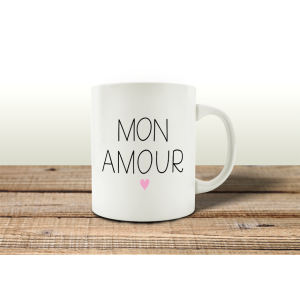 TASSE Kaffeebecher MON AMOUR Meine Liebe Französisch...