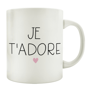 TASSE Kaffeebecher JE TADORE Ich bete dich an Französisch Liebe Geschenk