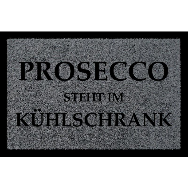 TÜRMATTE Fußmatte PROSECCO STEHT IM KÜHLSCHRANK Frau Geschenk Eingang Geburtstag Dunkelgrau