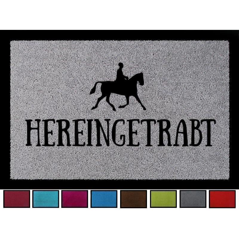 TÜRMATTE Fußmatte HEREINGETRABT Hobby Reiten Pferd Stall Türvorleger Geschenk