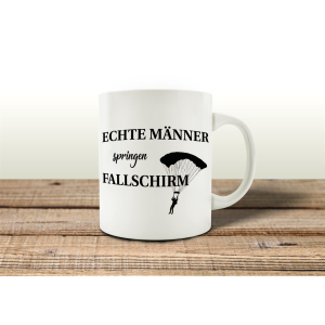 TASSE Kaffeebecher ECHTE MÄNNER SPRINGEN FALLSCHIRM...