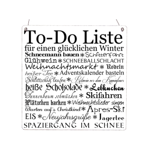 XL Shabby Vintage Schild Türschild TO DO LISTE WINTER Holz Landhaus Impression