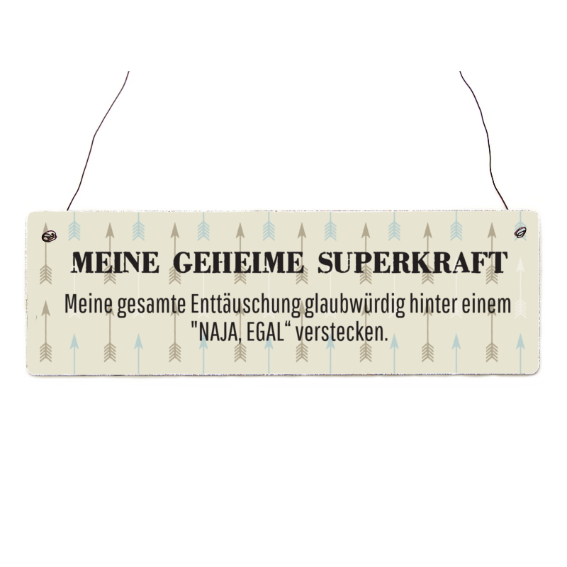 Holzschild Shabby MEINE GEHEIME SUPERKRAFT [ EGAL] Spruch Geschenk Schild