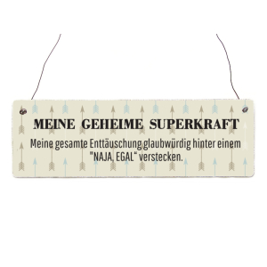 Holzschild Shabby MEINE GEHEIME SUPERKRAFT [ EGAL] Spruch...