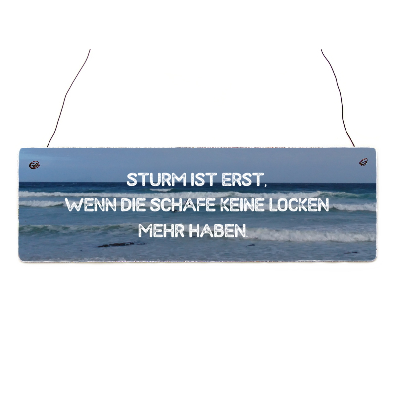Holzschild Shabby STURM IST ERST Nordsee Strand Türschild Vintage Spruch