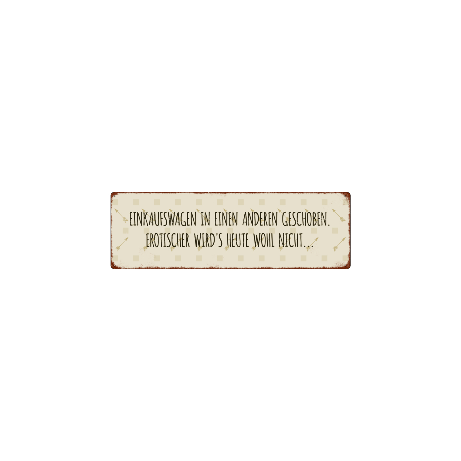 METALLSCHILD Blechschild EINKAUFSWAGEN IN EINEN ANDEREN GESCHOBEN Single Spruch
