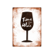 WANDSCHILD Metallschild TIME FOR WINE Wein Alkohol Weinglas Geschenk Vintage