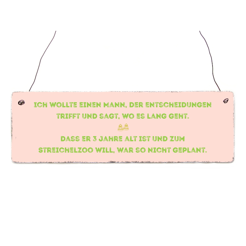 Holzschild Shabby ICH WOLLTE EINEN MANN Lustig Spruch Kinder Sarkasmus Vintage