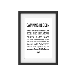 INTERLUXE Kunstdruck CAMPING REGELN Urlaub Zelten Sommer...