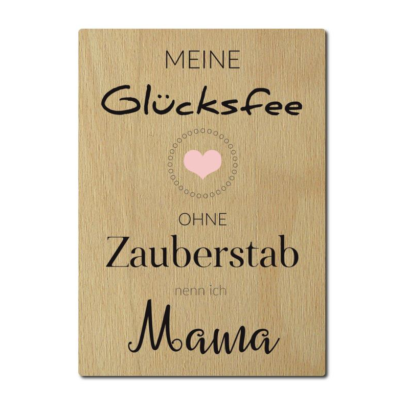 LUXECARDS POSTKARTE aus Holz MEINE GLÜCKSFEE Mama Geburtstag Muttertag Geschenk