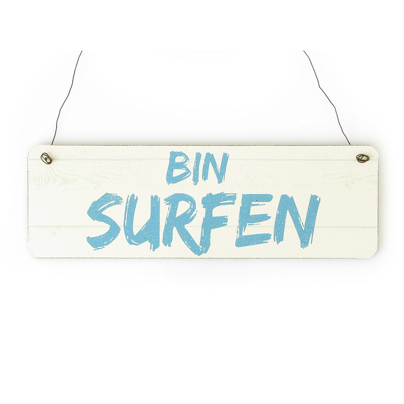 Shabby Vintage Schild Türschild BIN SURFEN Holzschild Surfer Dekoration Geschenk