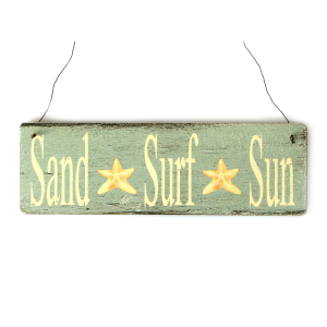 Shabby Vintage Schild Türschild SAND SURF SUN Strand Sommer Holzschild Dekoration