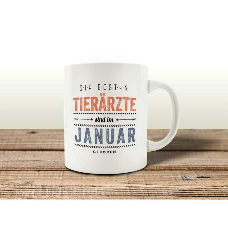 TASSE Kaffeebecher DIE BESTEN TIERÄRZTE JANUAR Kollege Geburtstagsgeschenk Veterinär