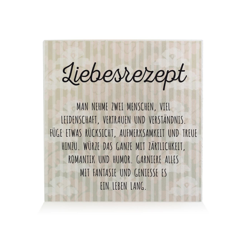 HOLZBLOCK Shabby LIEBESREZEPT Hochzeit Geschenkidee Partner Liebe Spruch