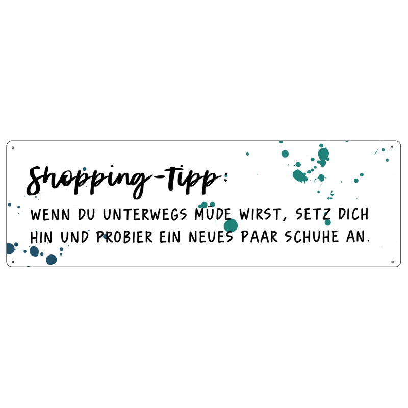 METALLSCHILD Blechschild SHOPPING-TIPP Geschenk Shoppen Freundin