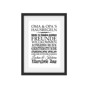 Shabby Vintage Druck OMA & OPAS HAUSREGELN Poster...