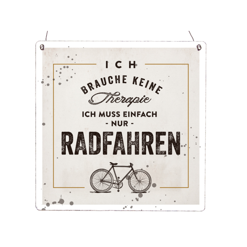 XL Holzschild Vintage Shabby ICH BRAUCHE KEINE THERAPIE RADFAHREN Fahrradschuppen Rennrad Mountainbike Fahrrad