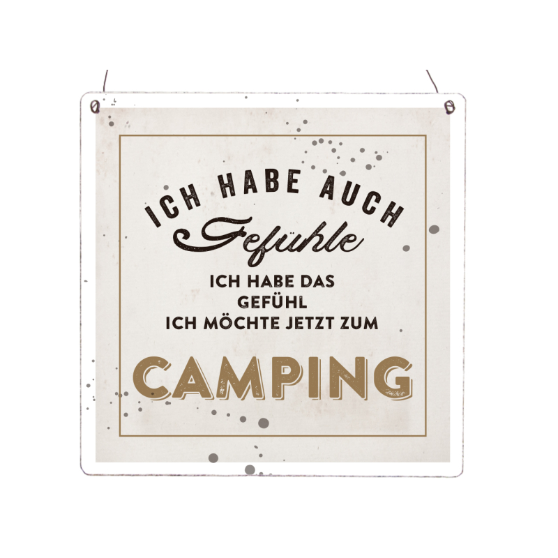 XL Holzschild Vintage Shabby ICH HABE AUCH GEFÜHLE CAMPING Camper Wohnwagen Wohnmobile Zubehör
